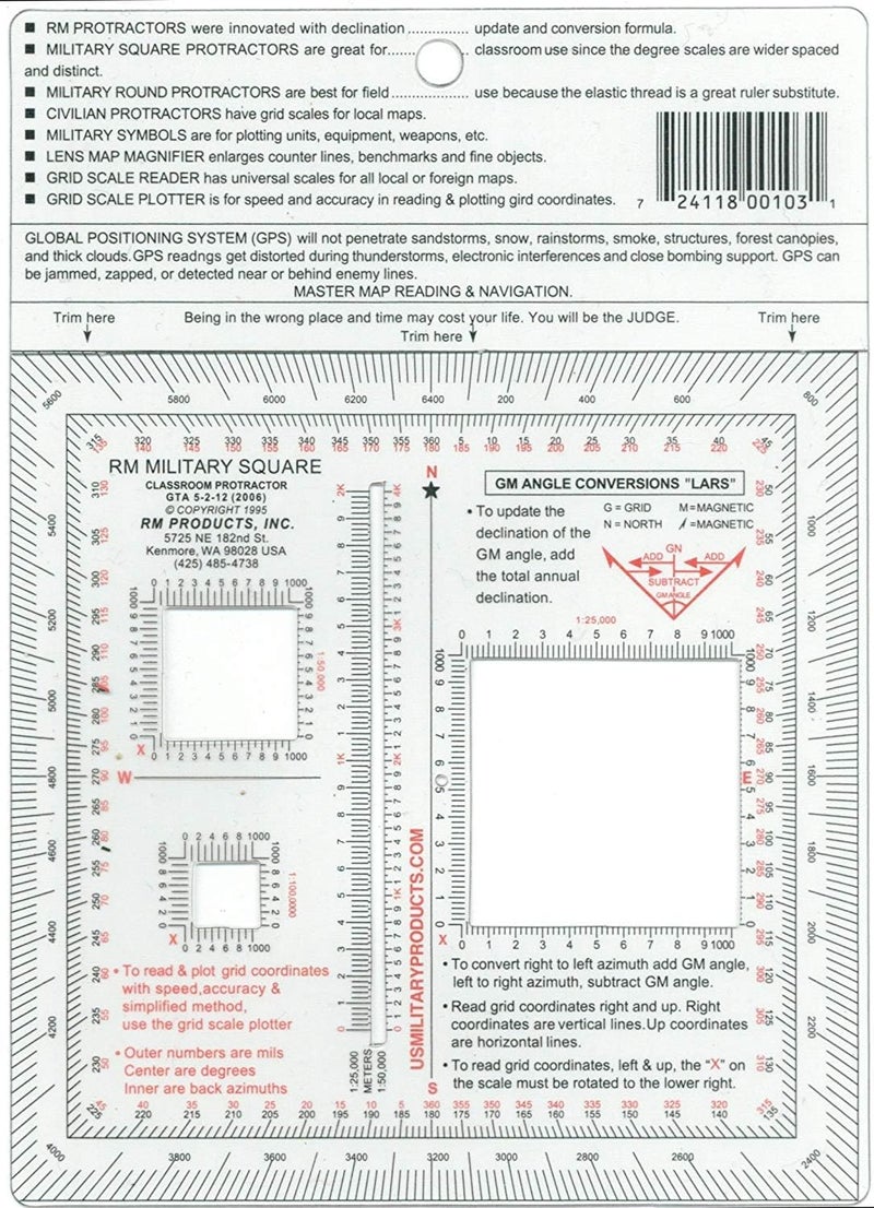 RM43 2 Item Bundle - RM Round Military Protractor & RM Square Military Protractor - Image 3