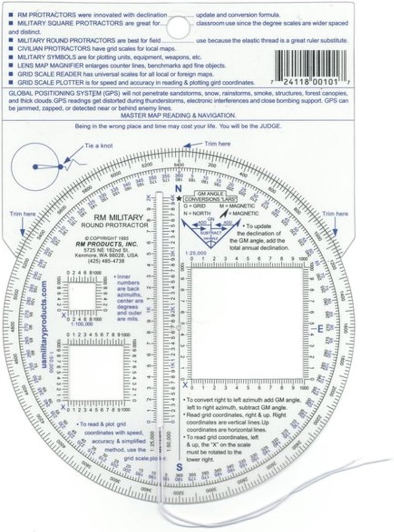 RM43 2 Item Bundle - RM Round Military Protractor & RM Square Military Protractor - Image 2