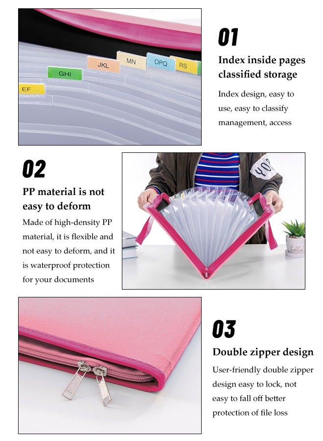 Generic Accordion File Organiser Expanding File Folders with Zipper 13 Pockets Expanding Document Organizer with Handle Document Paperwork A4 Portable File Bag for Travel School Office Home  - Image 2