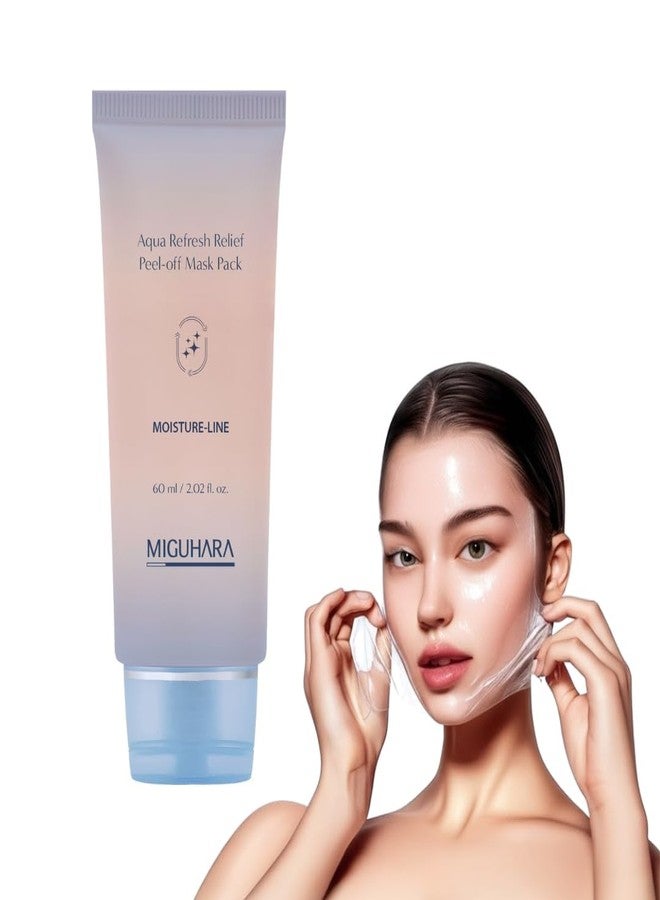 MIGUHARA Aqua Refresh Peel-Off Mask Pack, Face Mask with Lacto-PDRN, Botanical & Flower Extracts for a Fresh, Clean Feel and Smooth-Looking Skin Appearance - Korean Skincare (60ml/2.02 fl.oz.) (Blue) - Image 1