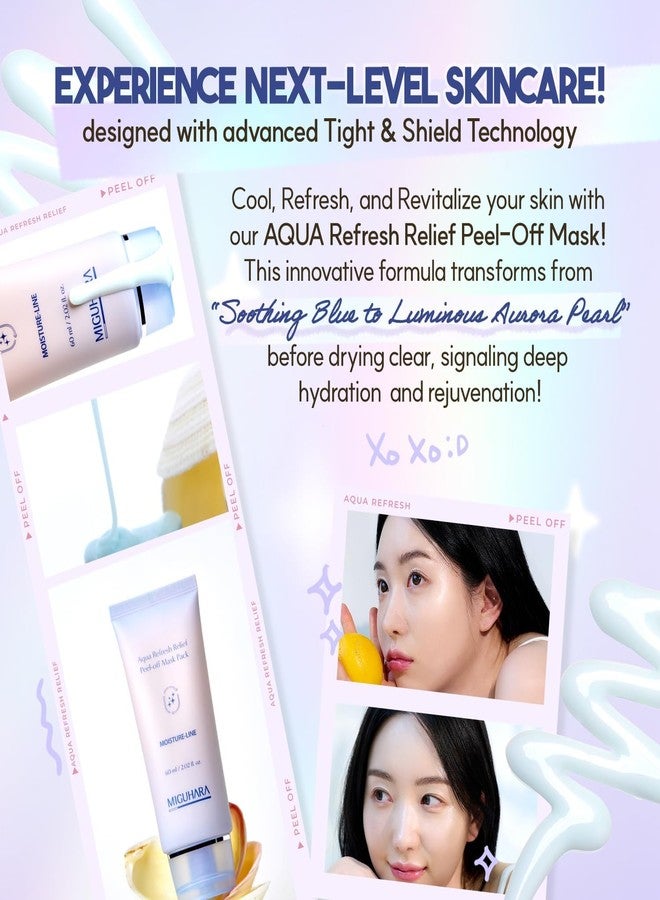MIGUHARA Aqua Refresh Peel-Off Mask Pack, Face Mask with Lacto-PDRN, Botanical & Flower Extracts for a Fresh, Clean Feel and Smooth-Looking Skin Appearance - Korean Skincare (60ml/2.02 fl.oz.) (Blue) - Image 3