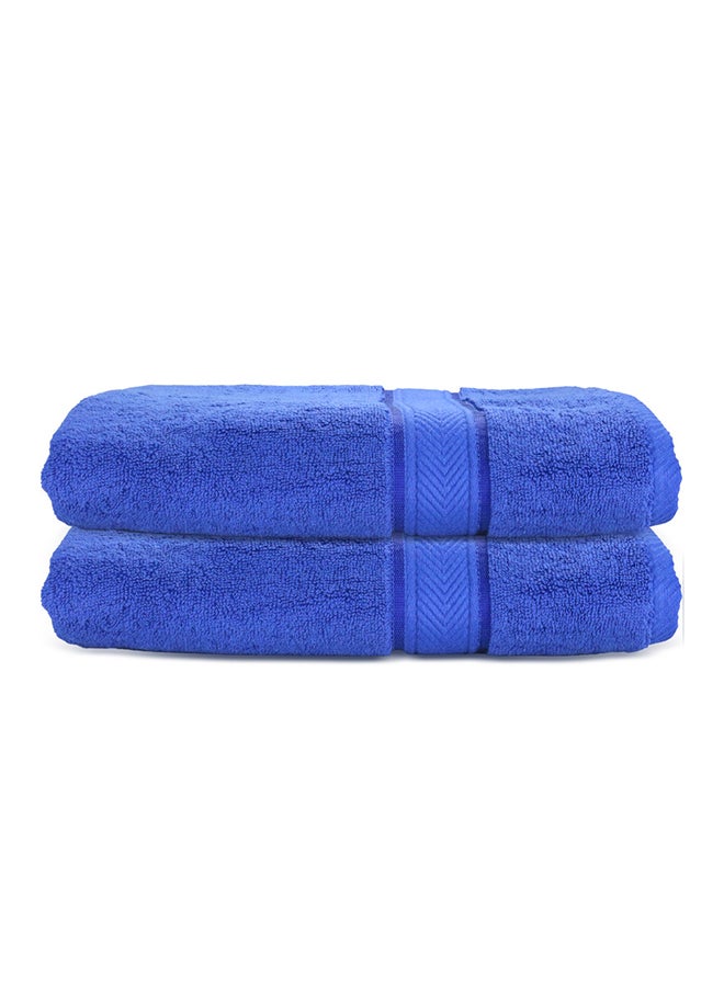 Hotel Linen Klub Hotel Linen Klub LUXURY PACK of 2 Bath Towels - 100% Cotton 650 GSM Terry Dobby Border Ring Spun - Super Soft ,Quick Dry,Highly Absorbent  Size: 70x140cm, Royal Blue  - Image 1