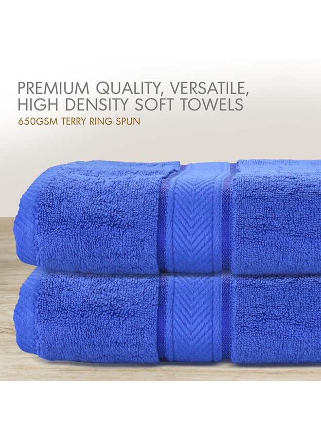 Hotel Linen Klub Hotel Linen Klub LUXURY PACK of 2 Bath Towels - 100% Cotton 650 GSM Terry Dobby Border Ring Spun - Super Soft ,Quick Dry,Highly Absorbent  Size: 70x140cm, Royal Blue  - Image 2