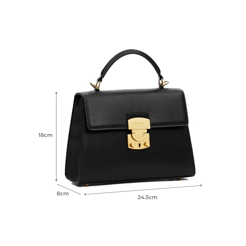 Miraggio Michelle Satchel Bag For Women With Adjustable Detachable Crossbody Sling Strap (Black) - Image 3