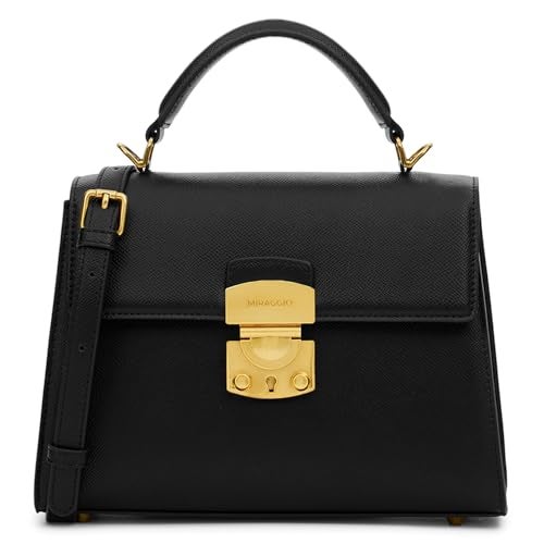 Miraggio Michelle Satchel Bag For Women With Adjustable Detachable Crossbody Sling Strap (Black) - Image 1