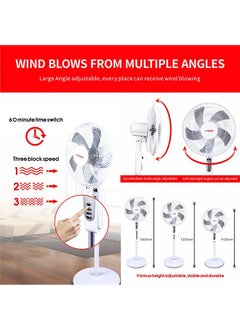 Stargold Pedestal Fan Oscillating 60W Electric Stand Fan 3 Speed Quite Cooling Fan For Indoor And Outdoor 16 Inch  - Image 4