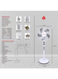 Stargold Pedestal Fan Oscillating 60W Electric Stand Fan 3 Speed Quite Cooling Fan For Indoor And Outdoor 16 Inch  - Image 2