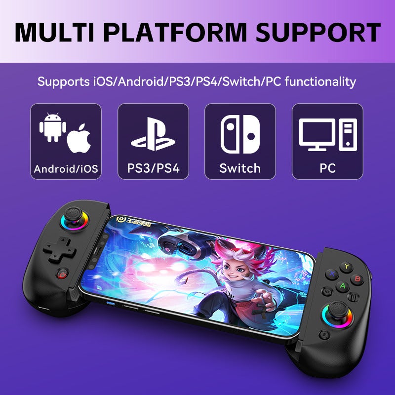 D8 Tablet Stretching Handle Switch Mobile Phone Tablet Game Bluetooth Telescopic Handle Rgb Dazzling Six-Axis Vibration - Image 3