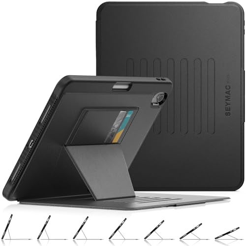 SEYMAC stock Case for iPad Air 11 inch (M2) 2024/ Air 6th Generation, Auto Sleep/Wake Case with Magnetic Multi-Angles Stand, Card Slot, Black - Image 1