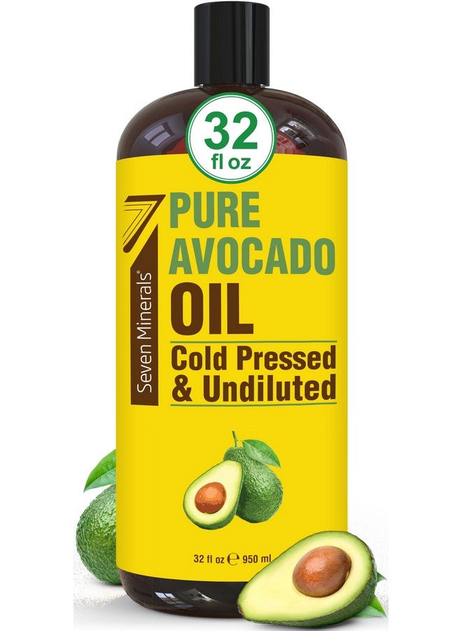 Seven Minerals NEW Cold Pressed Avocado Oil For Hair, Skin, & Face - Big 32oz - Premium Grade & Hexane Free, 100% Pure, GMO Free, & Non-Greasy Carrier Oil for Natural Hair and Skincare - Great with Essential Oils - Image 1