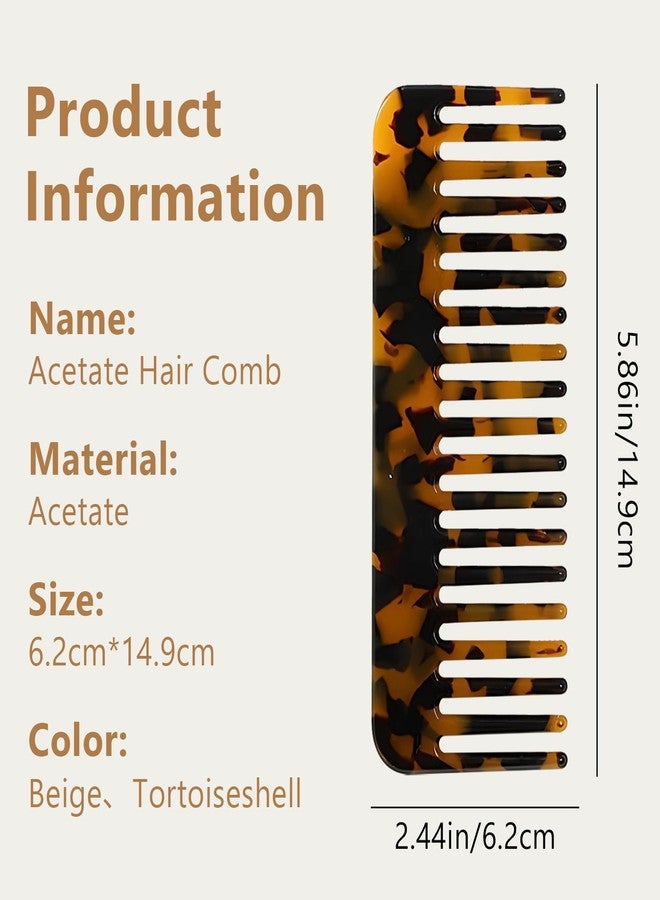 Jaasuee 2 Pack Wide Tooth Comb for Wet and Dry Hair, Cellulose Acetate Large Wide Tooth Combs Suitable for Women with Thick Curly Wavy Hair - Image 2
