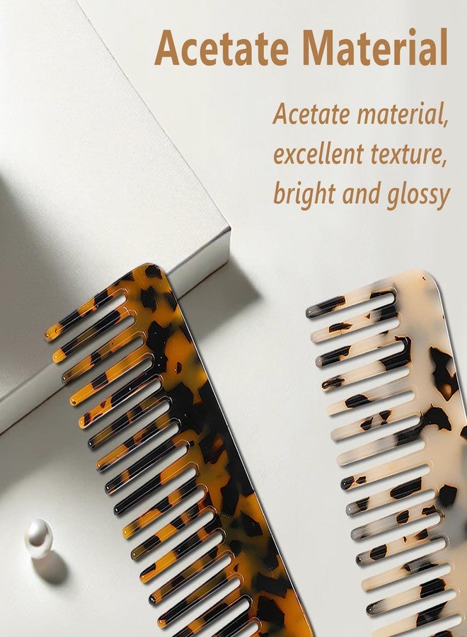 Jaasuee 2 Pack Wide Tooth Comb for Wet and Dry Hair, Cellulose Acetate Large Wide Tooth Combs Suitable for Women with Thick Curly Wavy Hair - Image 3