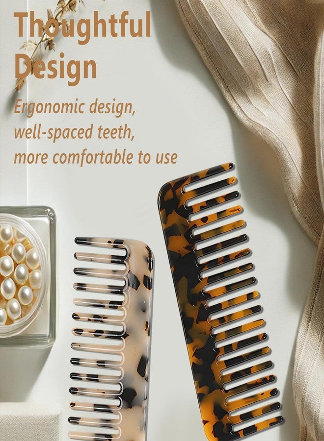 Jaasuee 2 Pack Wide Tooth Comb for Wet and Dry Hair, Cellulose Acetate Large Wide Tooth Combs Suitable for Women with Thick Curly Wavy Hair - Image 5