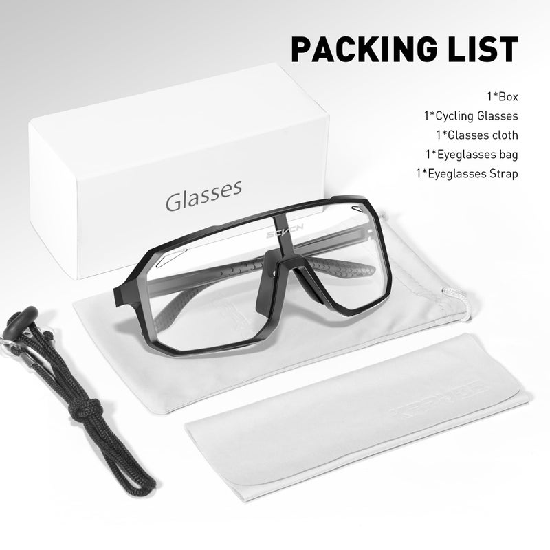 SCVCN Photochromic Cycling Glasses Sports Sunglasses Clear Men Women Bicycle MTB UV400 Protection Running Mountain Bike Baseball Biking Goggles Riding BMX Golf Driving Softball Black 501 - Image 5