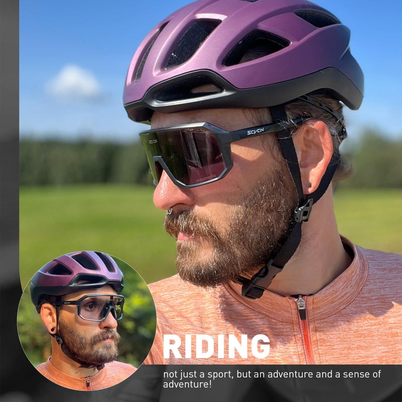 SCVCN Photochromic Cycling Glasses Sports Sunglasses Clear Men Women Bicycle MTB UV400 Protection Running Mountain Bike Baseball Biking Goggles Riding BMX Golf Driving Softball Black 501 - Image 2