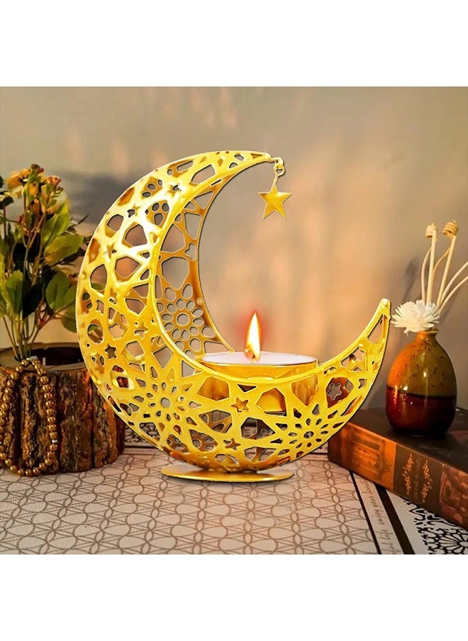 Yoawllty - Ramadan Decorations for Home,Ramadan Candle Holders Metal Tea Light Candle Holders for Eid Mubarak Table Decor - Gold - Image 1