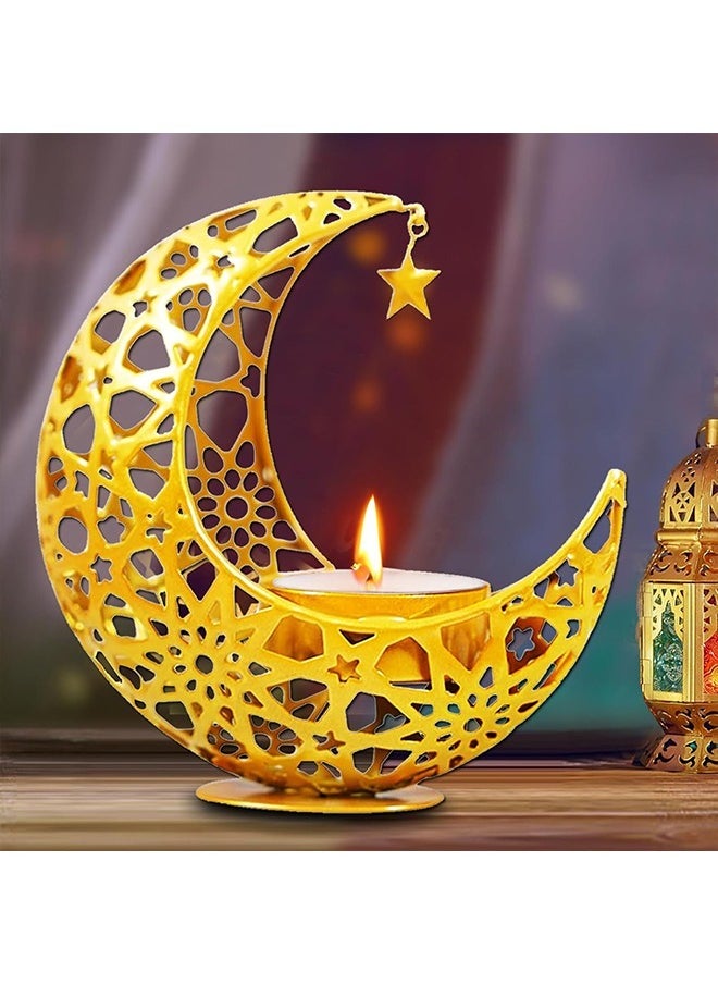 Yoawllty - Ramadan Decorations for Home,Ramadan Candle Holders Metal Tea Light Candle Holders for Eid Mubarak Table Decor - Gold - Image 1