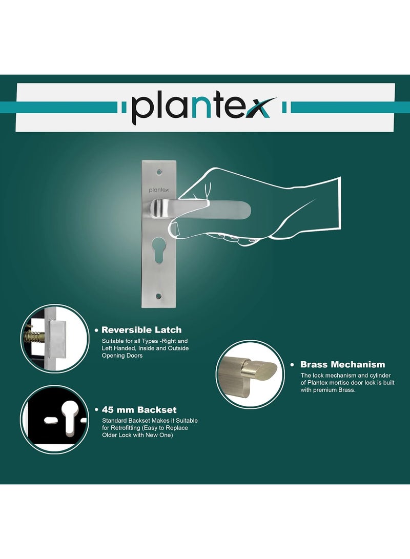 Plantex Heavy-Duty Door Lock Set - Main Door Lock Handle Set/ 6-Lever Lock Mechanism with 3 Years of Warranty/Mortise Lock with 3 Keys, Brass Lockbody & Cylinder(8110 - Matt) - Image 3