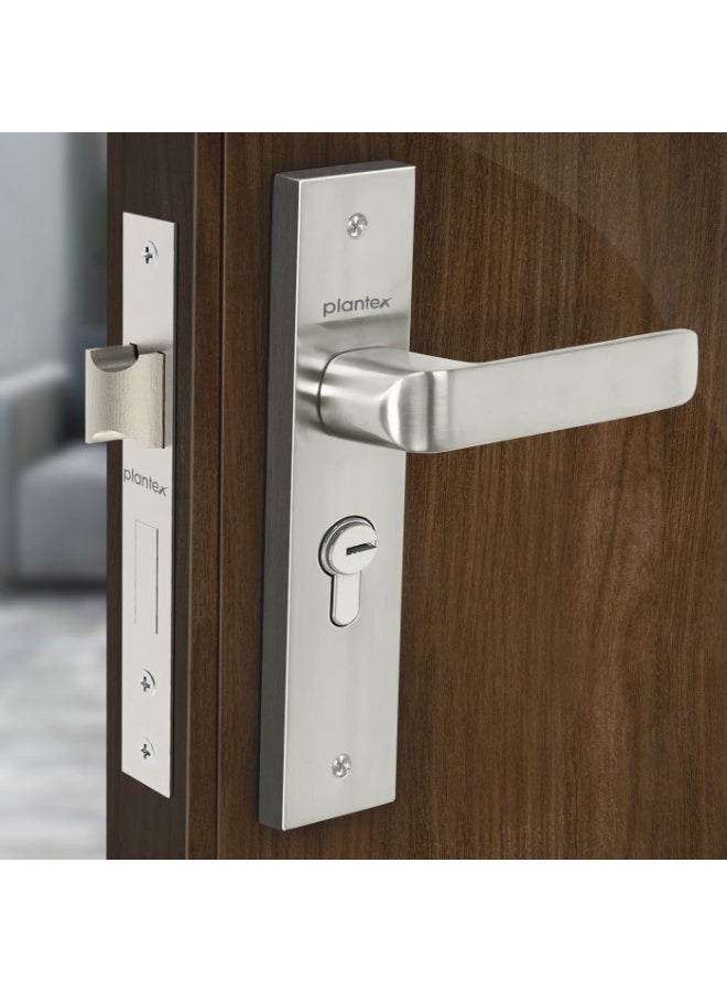 Plantex Heavy-Duty Door Lock Set - Main Door Lock Handle Set/ 6-Lever Lock Mechanism with 3 Years of Warranty/Mortise Lock with 3 Keys, Brass Lockbody & Cylinder(8110 - Matt) - Image 1