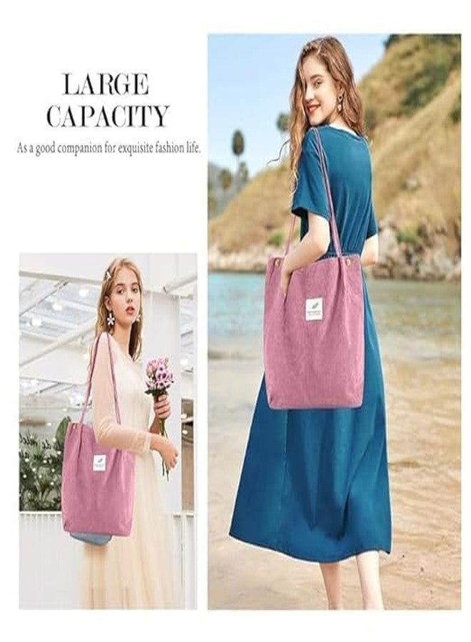 kiyasu Korean Canvas Corduroy Tote Bag - Large Capacity Shoulder Handbag for Women | Multi-Purpose Casual Work Bag | Sturdy Shopping Tote for Office, College, Travel & Daily Use - Image 4
