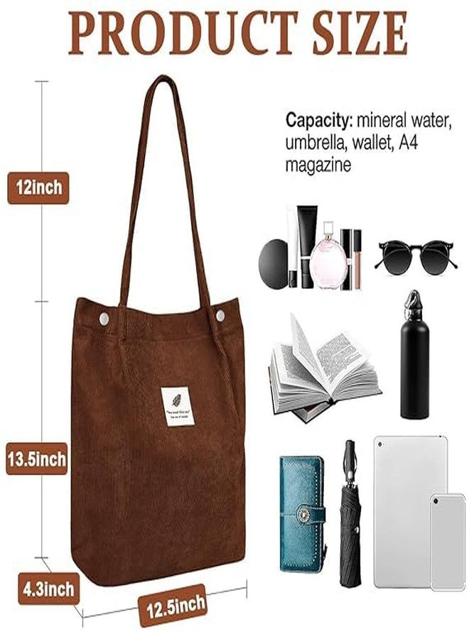 kiyasu Korean Canvas Corduroy Tote Bag - Large Capacity Shoulder Handbag for Women | Multi-Purpose Casual Work Bag | Sturdy Shopping Tote for Office, College, Travel & Daily Use - Image 3