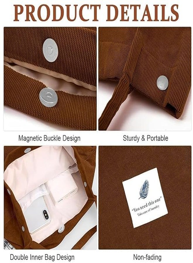 kiyasu Korean Canvas Corduroy Tote Bag - Large Capacity Shoulder Handbag for Women | Multi-Purpose Casual Work Bag | Sturdy Shopping Tote for Office, College, Travel & Daily Use - Image 5