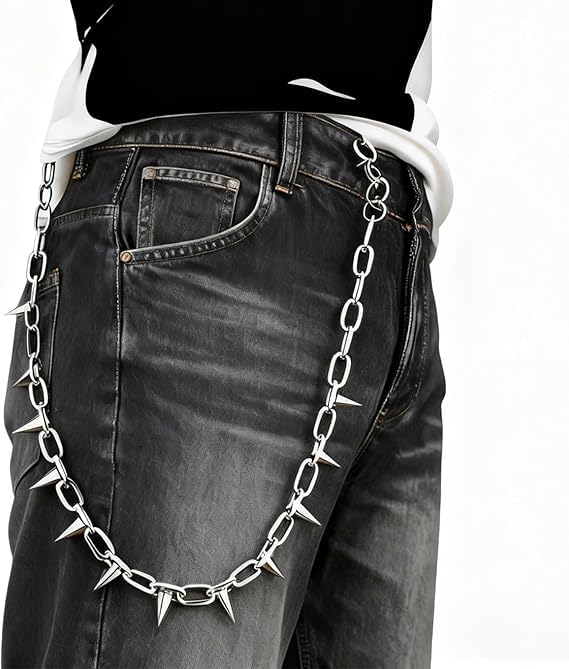 SORGERLY Wallet Chain & Pant Chains for Men - Punk Hip Hop Pocket Jeans Belt Rivet Biker Keychain, Goth Bag Purse Accessories for Women - Image 3