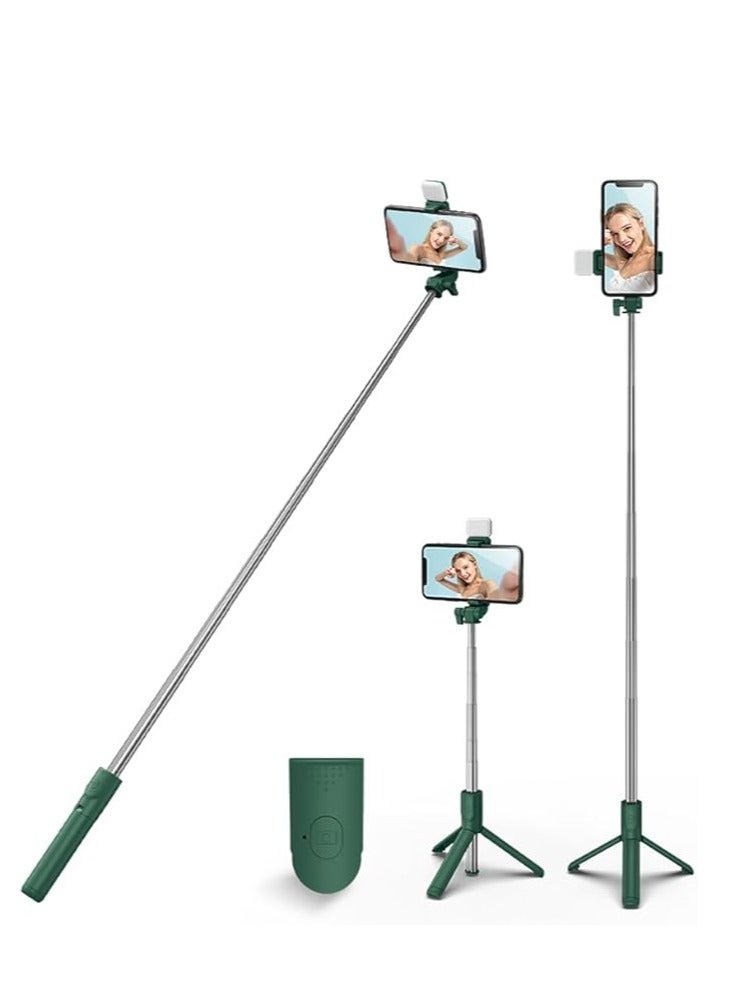 General Selfie stick tripod with light, retractable 360° swivel tripod with detachable wireless remote control portable 3-in-1 phone holder 