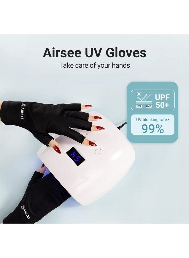 AIRSEE Anti Uv Gloves For Nail Lamp Upf50+ Uv Protection Gloves For Manicures Nail Art Fingerless Gloves For Women (Black)  - Image 3