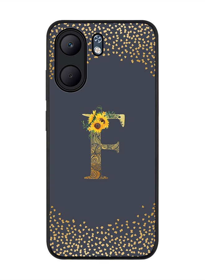 Stylizedd For Oppo A5x 5G / A5x 4G Case,Slim fit Camera Protection, Shockproof Thin Phone cover  - Custom Floral Monogram - F  (Grey )