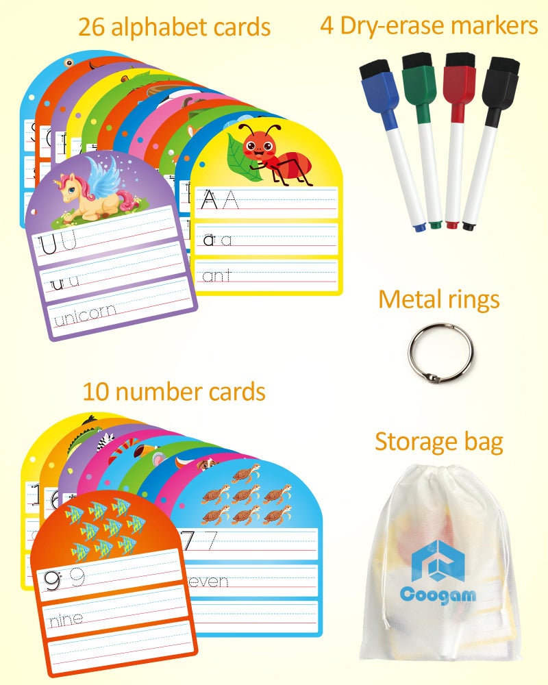 Coogam Handwriting Practice Copybook, Write and Erase Alphabet Number Learning Materials, Educational Tracing Letters for Pre-K Homeschool Student Kids Age 3-6 - Image 2