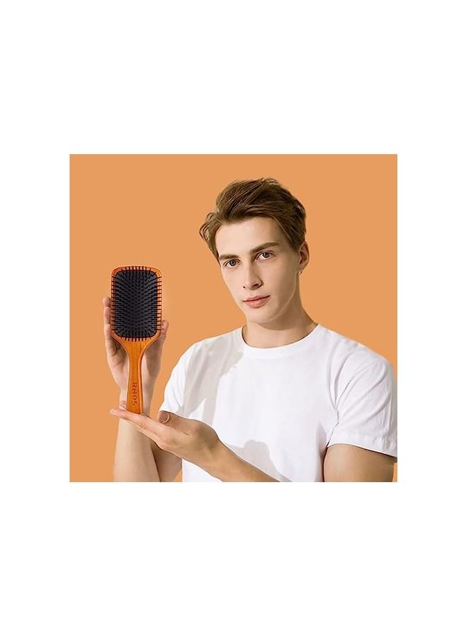 Wooden Paddle Hair Brush With Nylon Bristles for Men Women Large Wood Paddle Hair Brush for Detangling