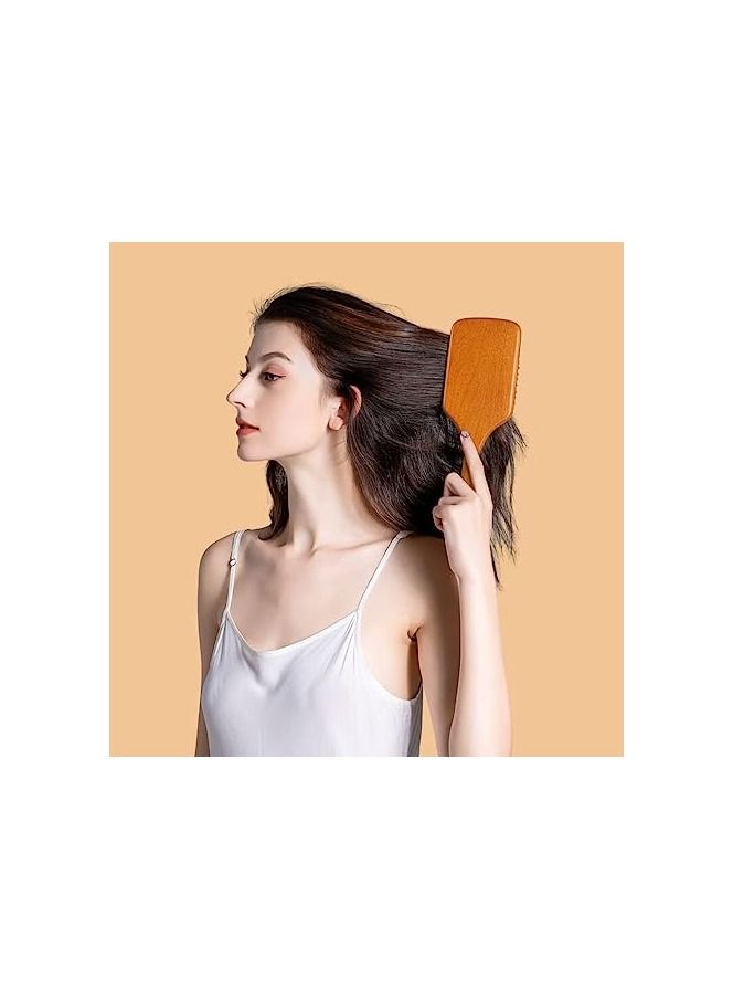 Wooden Paddle Hair Brush With Nylon Bristles for Men Women Large Wood Paddle Hair Brush for Detangling