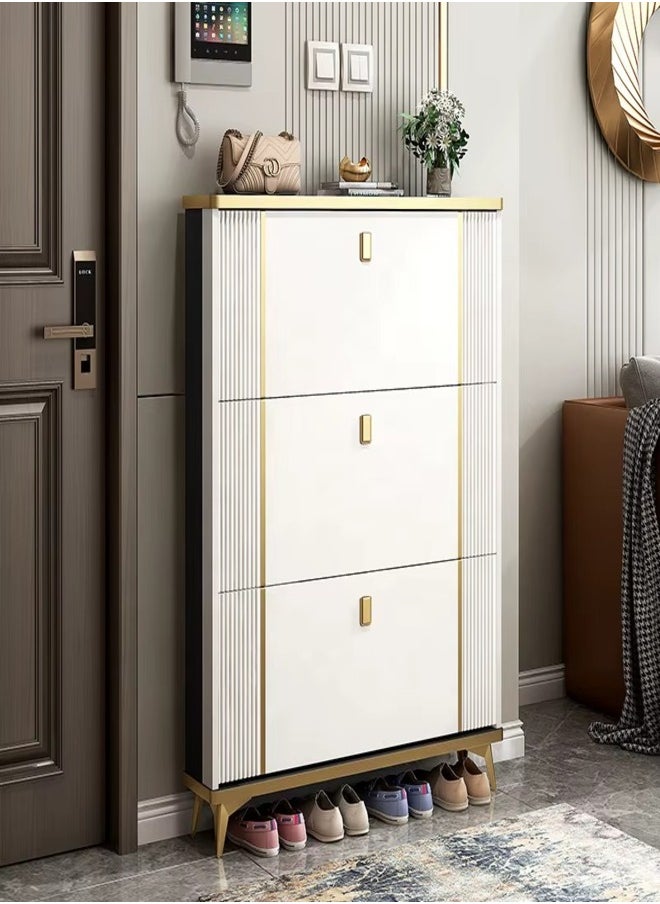 ZEESQUARE - Shoe Rack Cabinet with Flexible Shelving Flip Drawers Multiple Storage Large Capacity Ideal for Entryways Hallways Office and Living Areas - Image 1