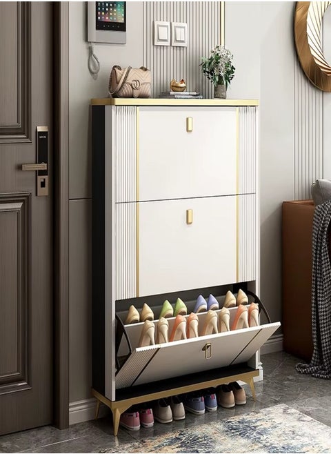 Shoe Rack Cabinet with Flexible Shelving Flip Drawers Multiple Storage Large Capacity Ideal for Entryways Hallways Office and Living Areas