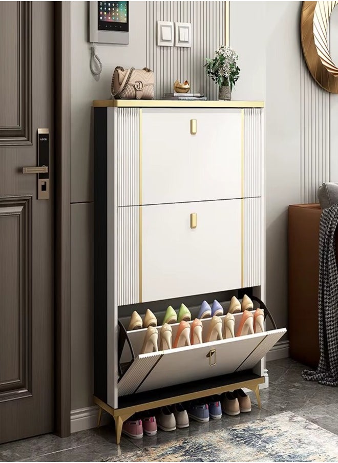 ZEESQUARE - Shoe Rack Cabinet with Flexible Shelving Flip Drawers Multiple Storage Large Capacity Ideal for Entryways Hallways Office and Living Areas - Image 1
