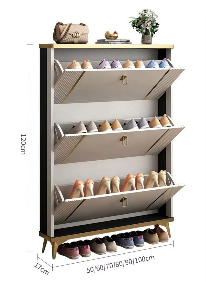 ZEESQUARE - Shoe Rack Cabinet with Flexible Shelving Flip Drawers Multiple Storage Large Capacity Ideal for Entryways Hallways Office and Living Areas - Image 1