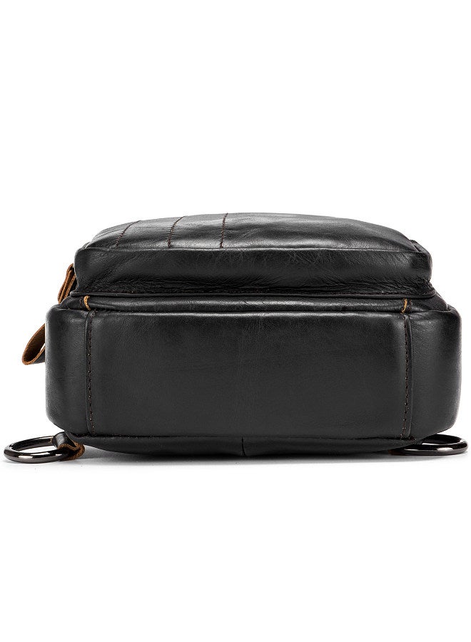 BULLCAPTAIN Men Sling Bag Water Resistant Anti Theft Leather Chest Pack Cross Body Bag Shoulder Backpack Casual Messenger Bag  - Image 2
