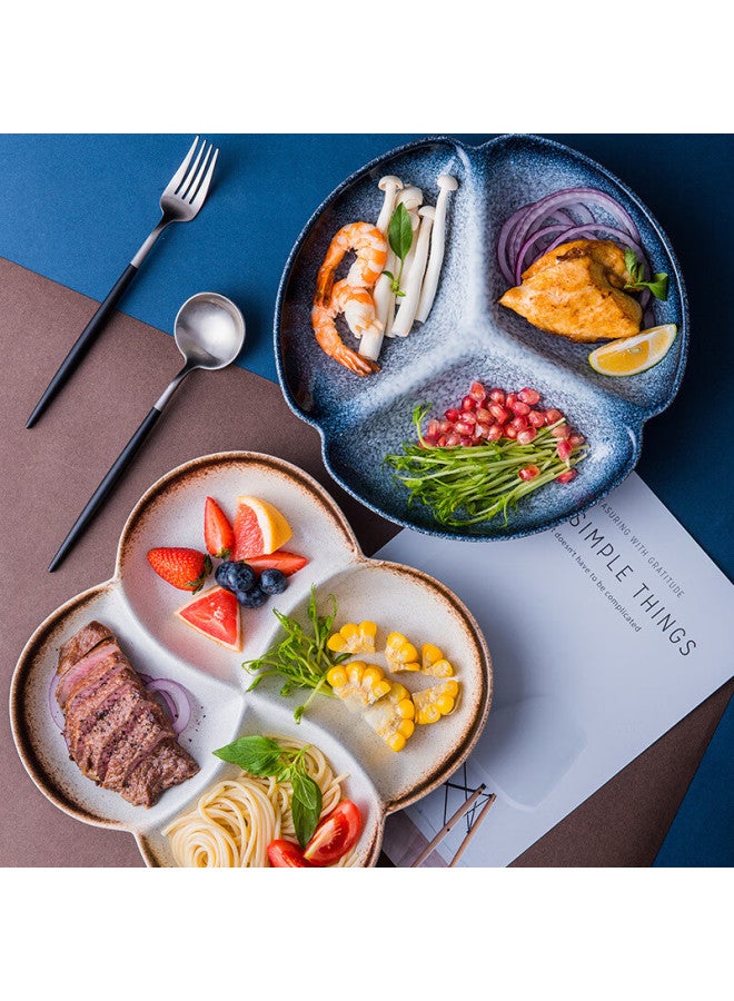 Canjiangjun General's Meal Ceramic Divided Plate Breakfast Plate Dumpling Plate Fat-reducing Tableware Three-compartment Plate Fruit Plate Ceramic Tray 8 Inches - Image 2