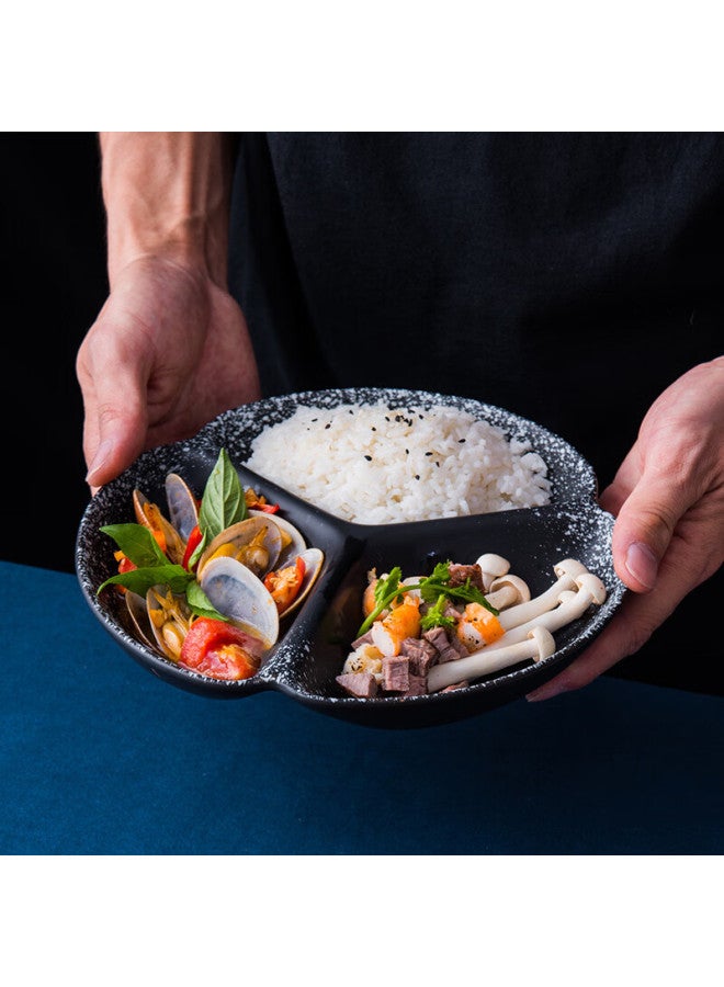 Canjiangjun General's Meal Ceramic Divided Plate Breakfast Plate Dumpling Plate Fat-reducing Tableware Three-compartment Plate Fruit Plate Ceramic Tray 8 Inches - Image 3