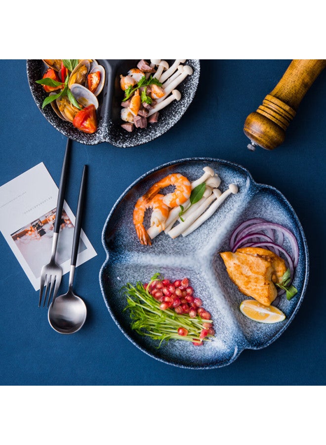Canjiangjun General's Meal Ceramic Divided Plate Breakfast Plate Dumpling Plate Fat-reducing Tableware Three-compartment Plate Fruit Plate Ceramic Tray 8 Inches - Image 1