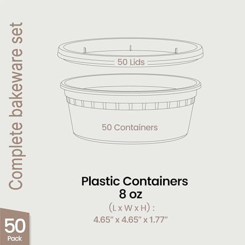 BAKKENMASTER Plastic Deli Containers with Lids 8 oz (Pack of 50) – Leak-Proof, BPA-Free Food Storage Containers for Soup, Slime & Meal Prep, Stackable, Microwave, Dishwasher Safe, Reusable Clear Plastic - Image 2