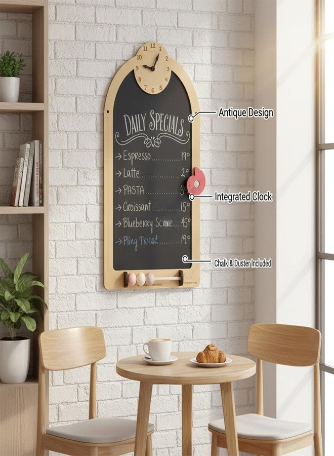The Funny Mind Wooden Multipurpose Antique Black Chalk Board with Chalk and Duster for Kids, Adults, Home, Restaurant, and Kitchen Chalk Board for Decoration 50 X 27 cm - Image 2