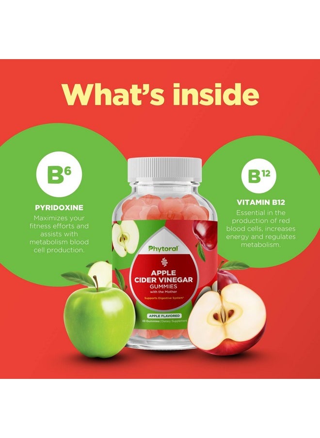 Phytoral - Apple Cider Vinegar Gummies with the Mother - ACV Gummies with Mother for Adults for Immune Support Digestion Gut Health and Energy Support Supplement - Apple Cider Vinegar Gummy Vitamins for Adults - Image 1