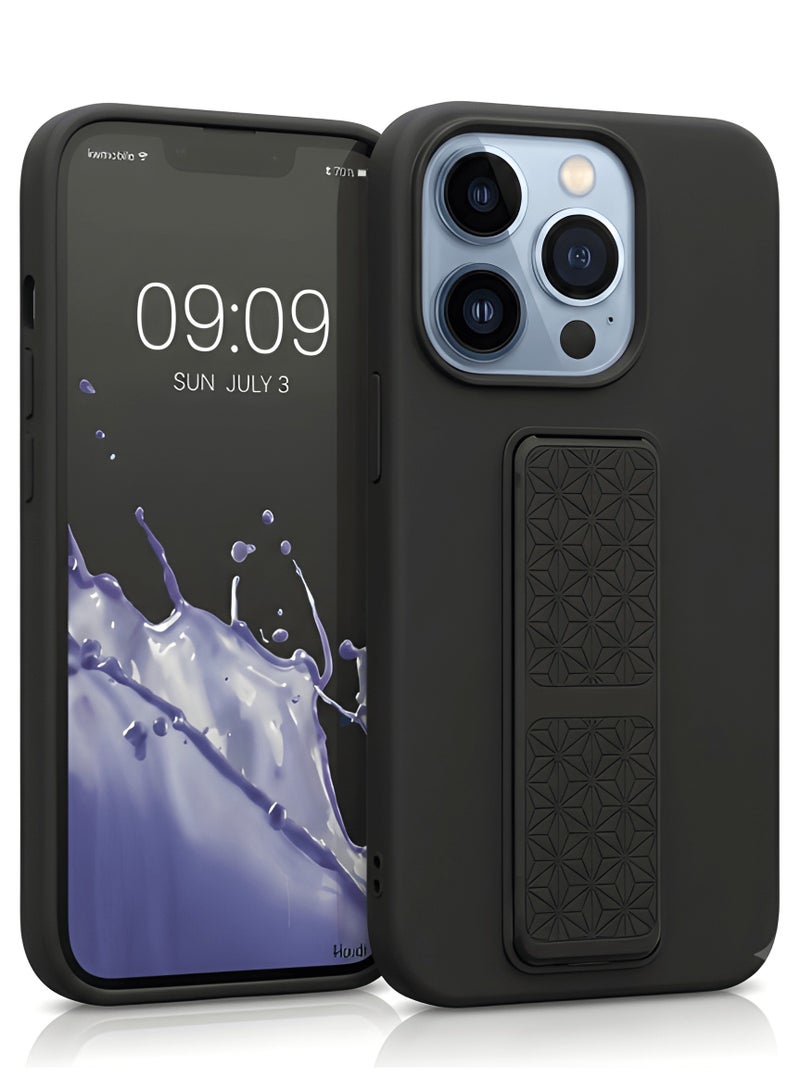 iPhone 15 Pro Silicone Case with Grip Strap & Kickstand Soft Design Cover For iPhone 15 Pro Vertical & Horizontal Stand Full Camera Protection Case For iPhone 15 Pro 6.1-inch - Image 1
