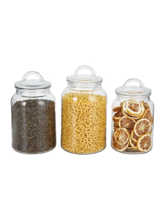 PARFAIT 3-Piece Airtight Durable Kitchen Glass Canister Set Clear 23.3 x 12.8 x 36 cm 50928  - Image 1
