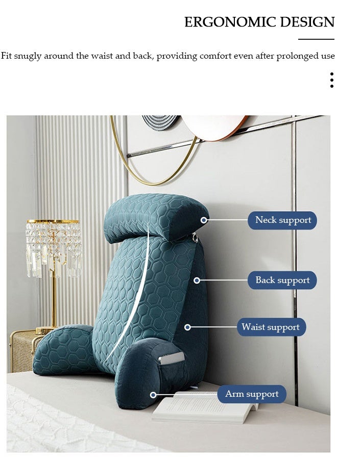 DUNISO Reading Pillow, Large Bed Rest Pillow with Detachable Neck Roll,Backrest with Arms，Pockets and Washable Cover, for Sitting in Bed or Couch-Backrest Reading Pillow Adult Back Pillows for Reading,Watching TV,Gaming,Relaxing - Image 3