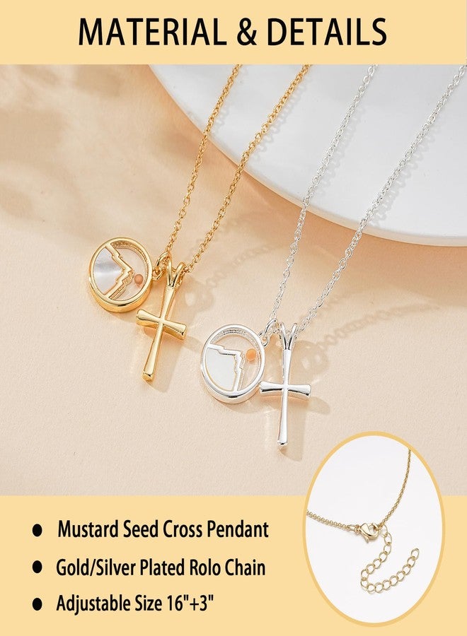 VULETO Easter Basket Stuffers for Girls Kids Teens Women, Tween Teen Girls Trendy Stuff, Mustard Seed Cross Necklace Birthday Confirmation Baptism Christian Religious Faith Jewelry Presents Age 10 12 14 16 18 Gold - Image 5