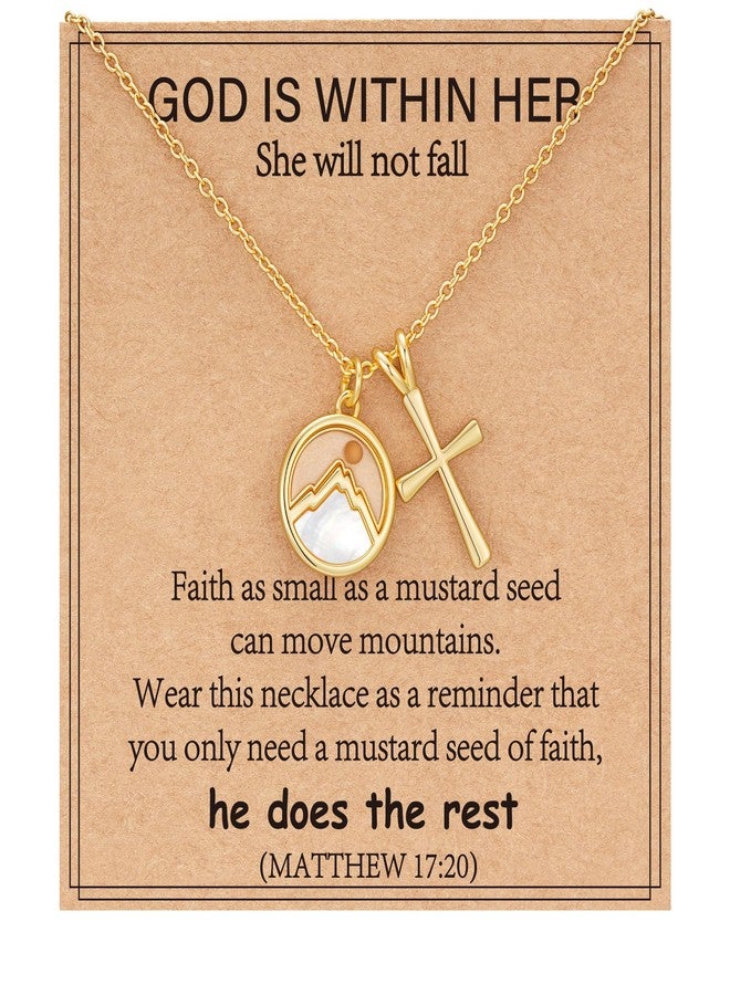 VULETO Easter Basket Stuffers for Girls Kids Teens Women, Tween Teen Girls Trendy Stuff, Mustard Seed Cross Necklace Birthday Confirmation Baptism Christian Religious Faith Jewelry Presents Age 10 12 14 16 18 Gold - Image 1