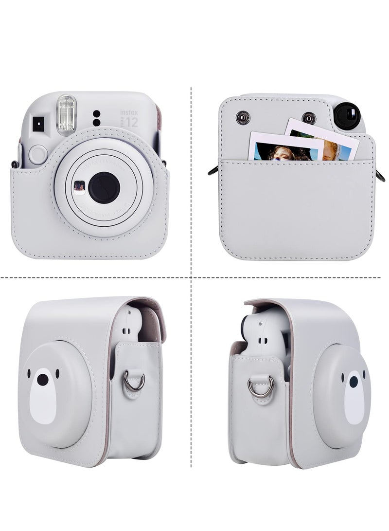 Case for Fuji Instax Mini 12/Polaroid Mini 12, PU Leather Protective Case for Fujifilm Instax Mini 12 Instant Camera, Removable Case with Adjustable Shoulder Strap - Image 3